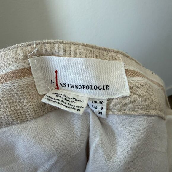 Vtg Anthropologie Beige Stripe Skirt US 6 Button Front Cottagecore Western Rodeo - Picture 9 of 10